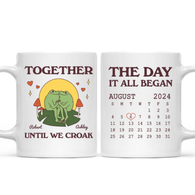 Until We Croak Together Frog Couple Anniversary Calendar Keepsake Personalized Mug - Image 10