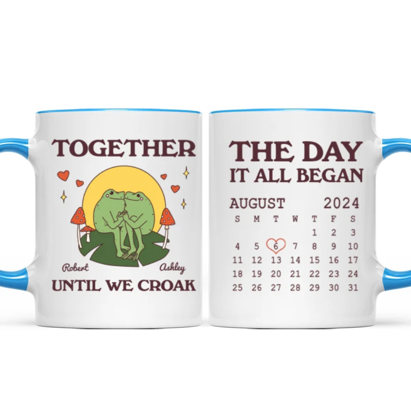 Until We Croak Together Frog Couple Anniversary Calendar Keepsake Personalized Mug - Image 14