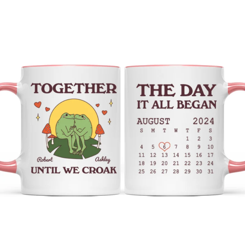 Until We Croak Together Frog Couple Anniversary Calendar Keepsake Personalized Mug - Image 15