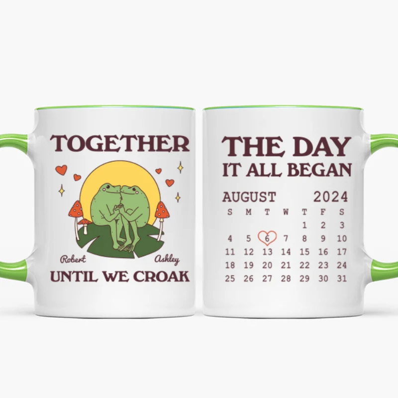 Until We Croak Together Frog Couple Anniversary Calendar Keepsake Personalized Mug - Image 18