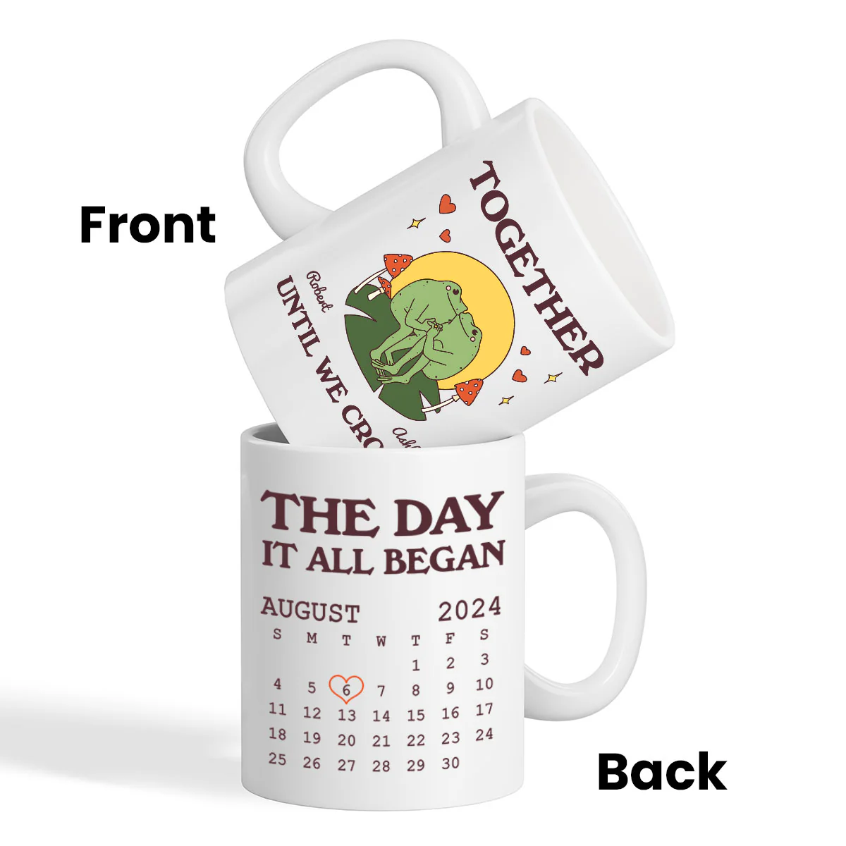 Until We Croak Together Frog Couple Anniversary Calendar Keepsake Personalized Mug - Image 2