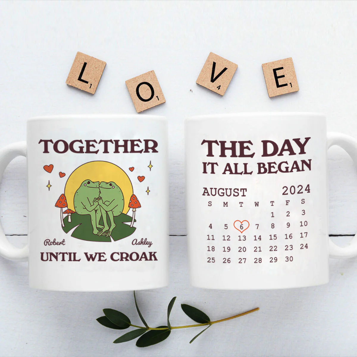 Until We Croak Together Frog Couple Anniversary Calendar Keepsake Personalized Mug - Image 7