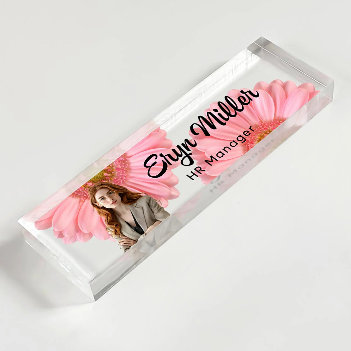 Upload Photo Daisy Flowers Blank Personalized Acrylic Desk Name Plate, Gift For Colleagues, Coworkers, Boss, Nurses, Doctors - Image 7