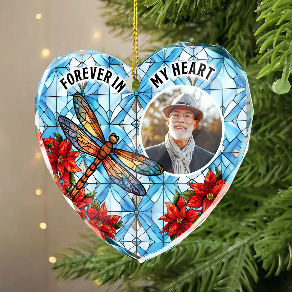 Upload Photo I'm Always With You Memorial Personalized Heart Glass Ornament - Image 10