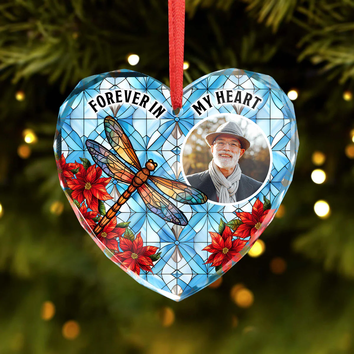 Upload Photo I'm Always With You Memorial Personalized Heart Glass Ornament - Image 3