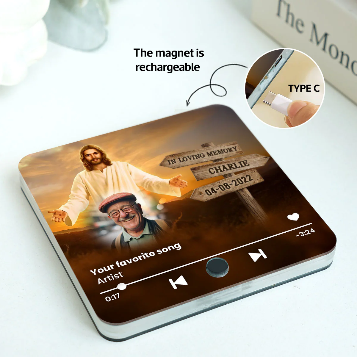 Upload Photo In Loving Memory Personalized Music Fridge Magnet, Sympathy Gift - Image 3