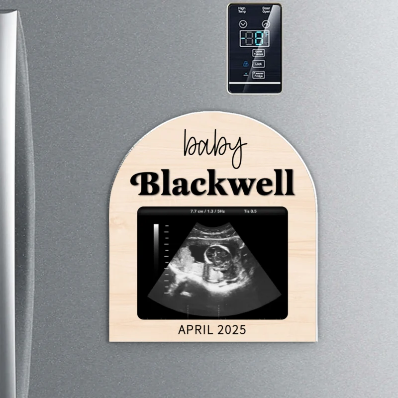 Upload Ultrasound Photo Baby Coming Soon Personalized Acrylic Fridge Magnet, Unique Pregnancy Announcement - Image 2