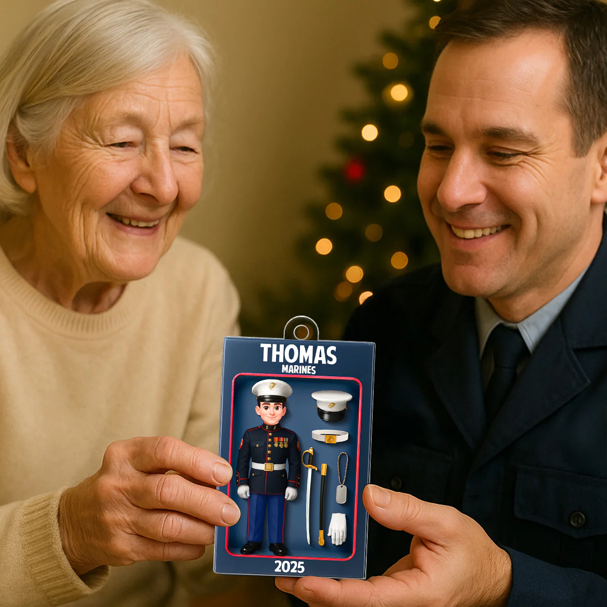 Marines Action Figure 3D Effect Personalized Acrylic Ornament - Special Gift For The Marines - Image 2