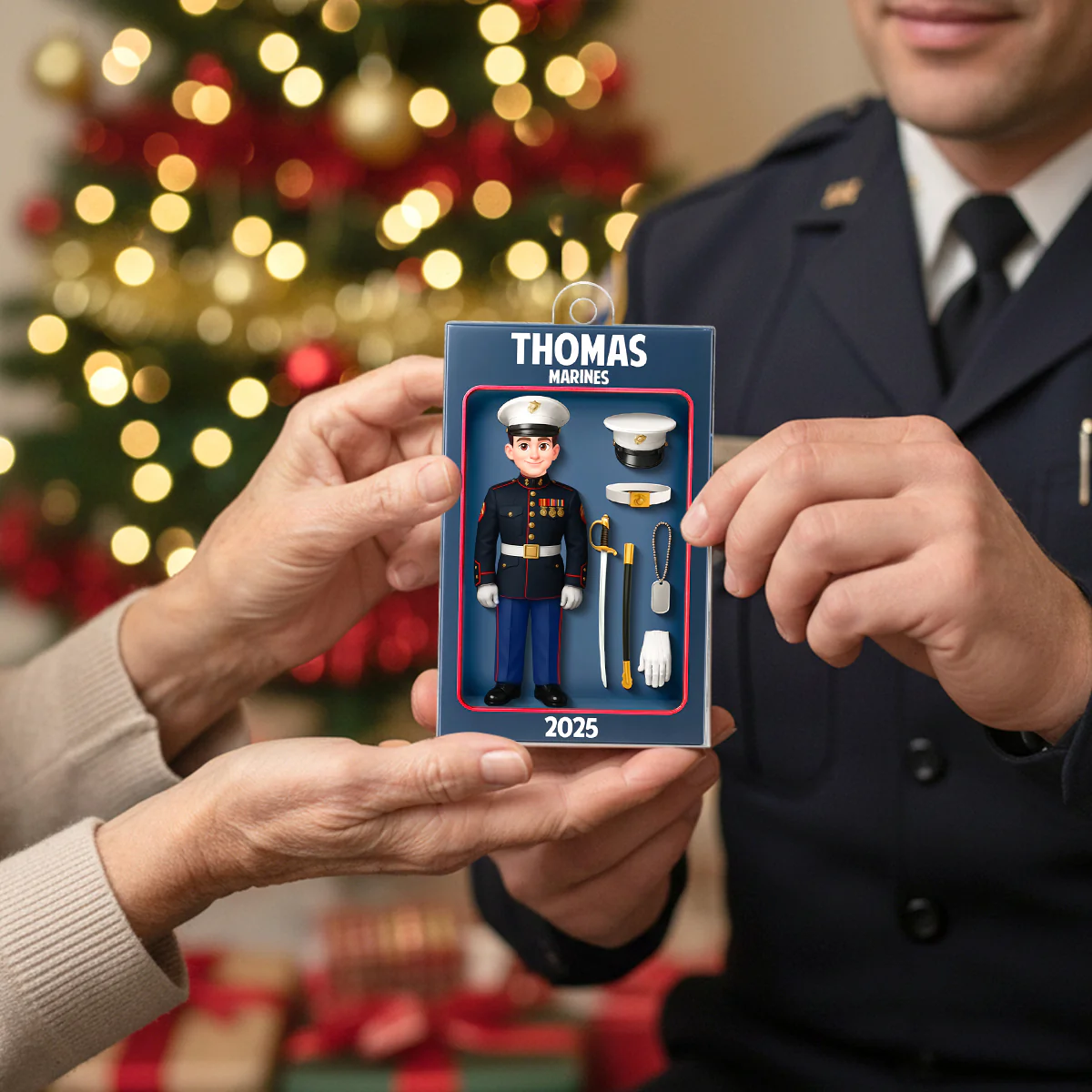 Marines Action Figure 3D Effect Personalized Acrylic Ornament - Special Gift For The Marines - Image 3