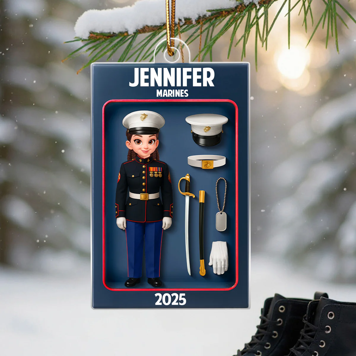 Marines Action Figure 3D Effect Personalized Acrylic Ornament - Special Gift For The Marines - Image 4