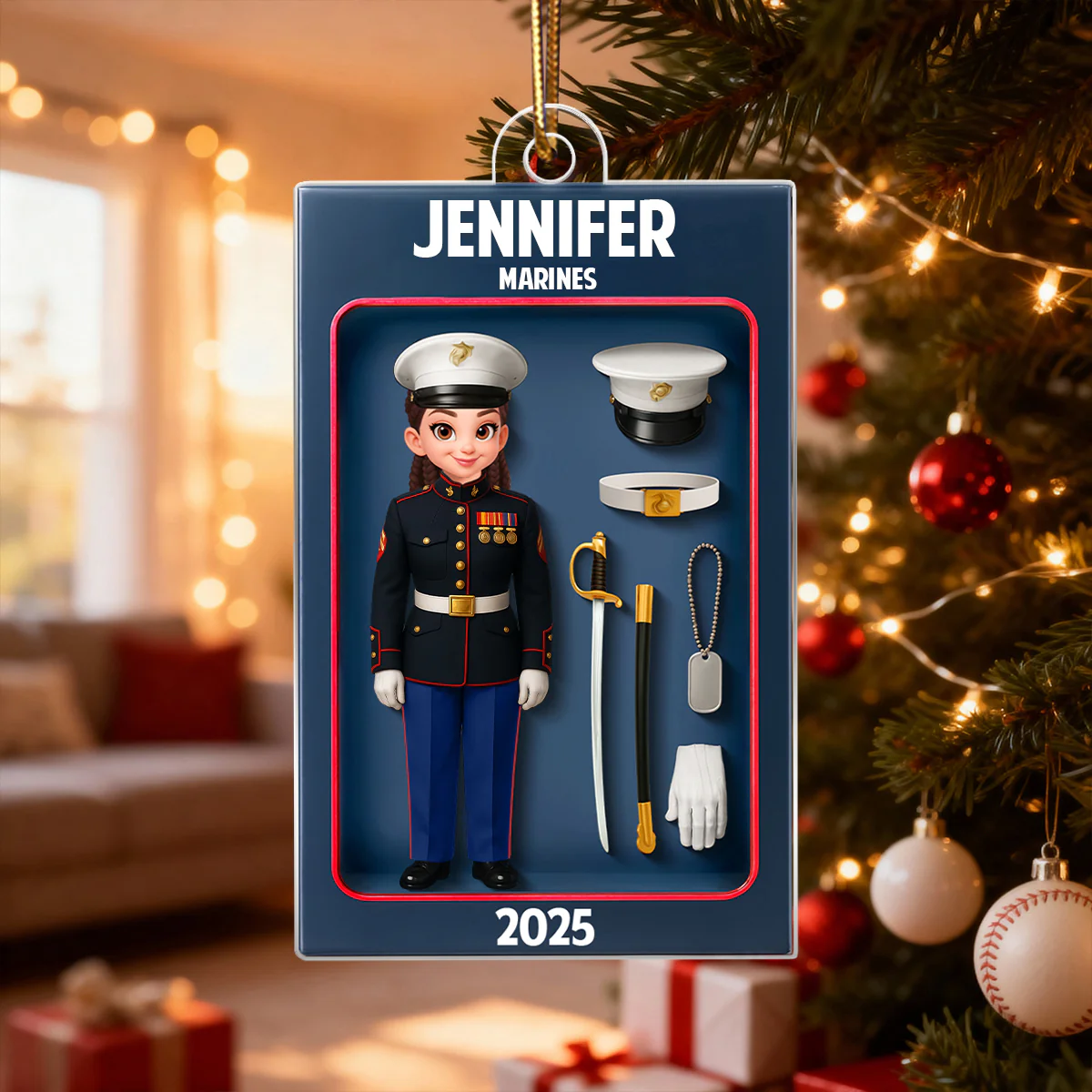 Marines Action Figure 3D Effect Personalized Acrylic Ornament - Special Gift For The Marines - Image 5