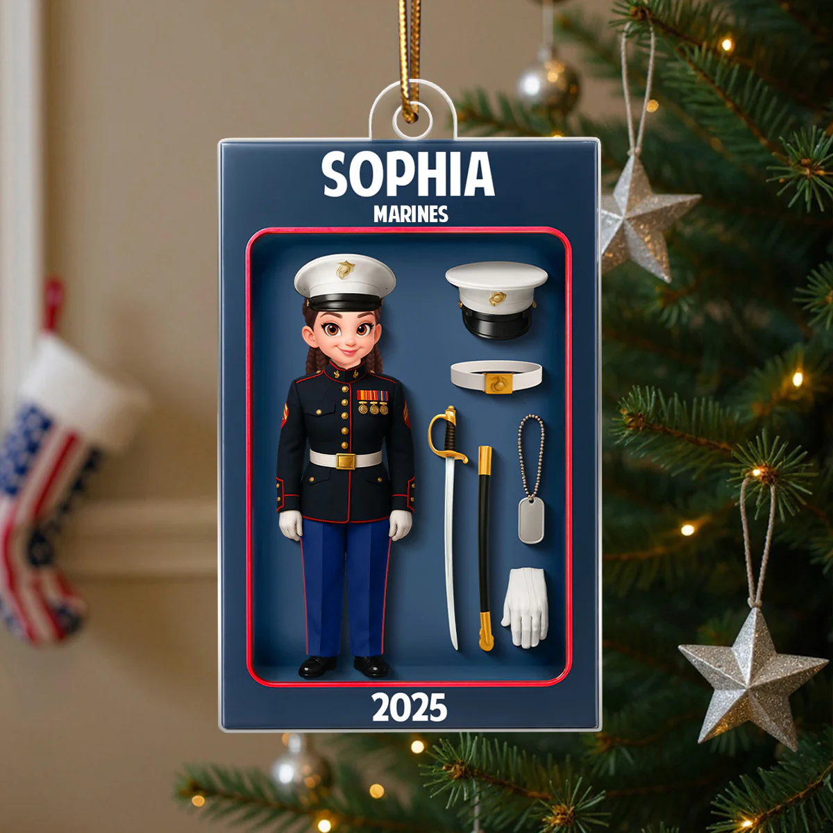 Marines Action Figure 3D Effect Personalized Acrylic Ornament - Special Gift For The Marines - Image 6