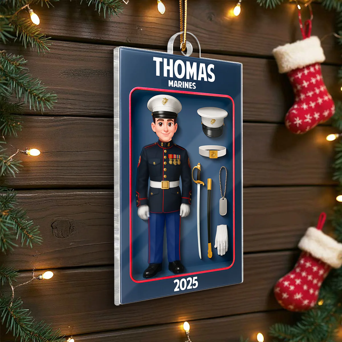 Marines Action Figure 3D Effect Personalized Acrylic Ornament - Special Gift For The Marines - Image 7