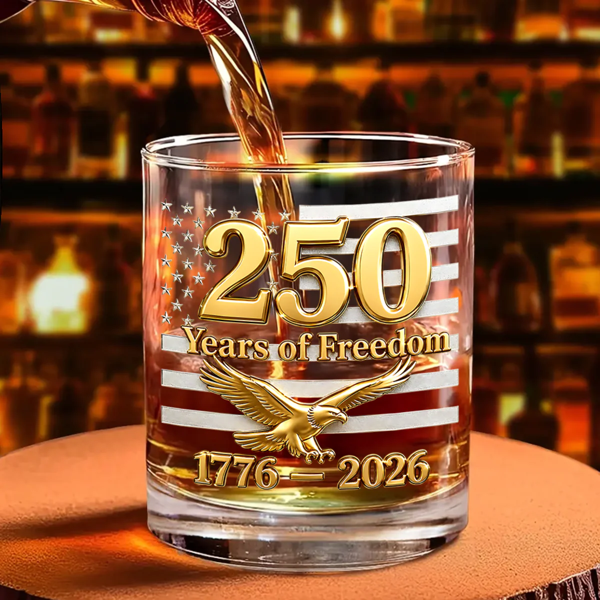 USA 250th Anniversary Daddy's Team Fist Bump - Personalized Whiskey Glass - Father's Day Gift for Dad, Husband - Image 4