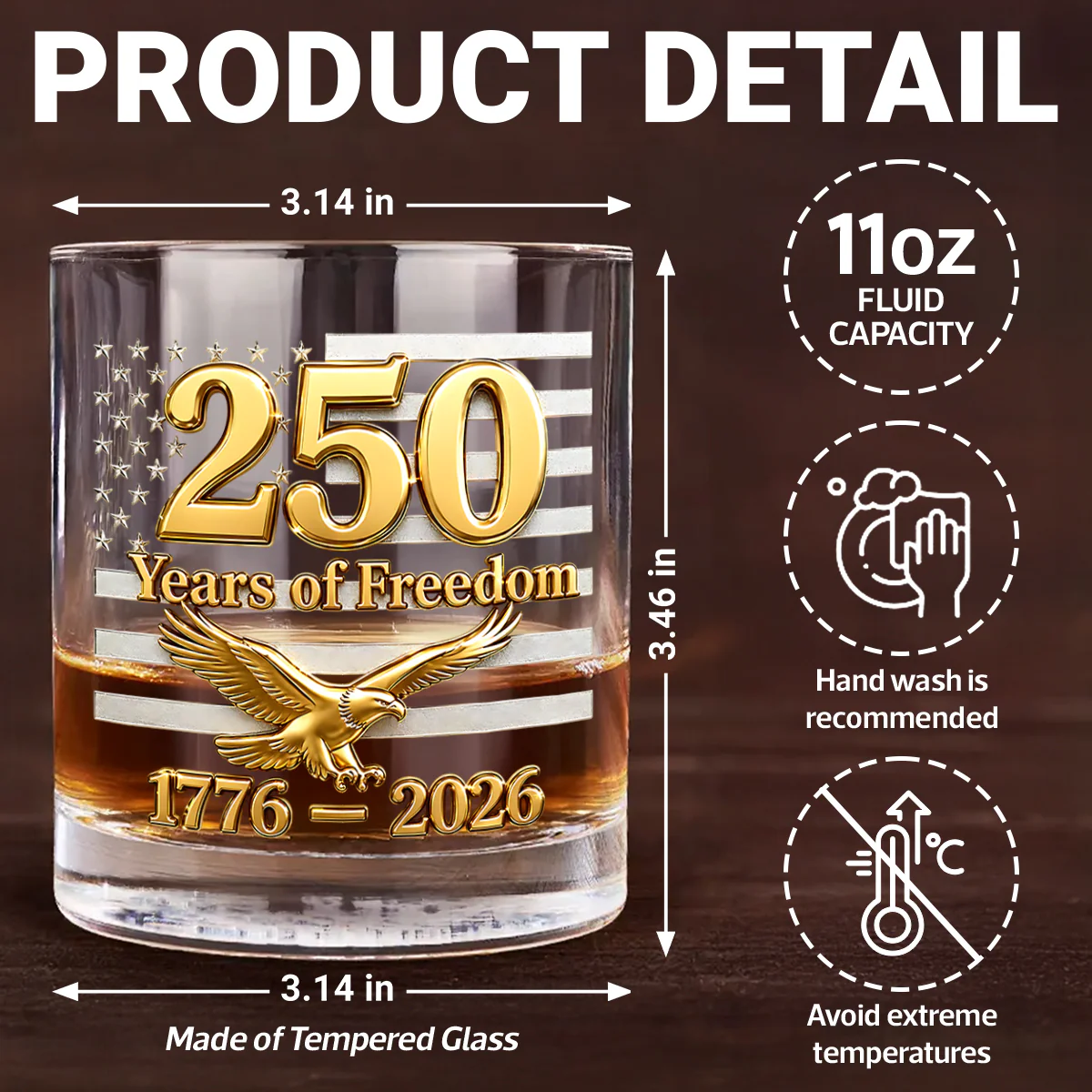 USA 250th Anniversary Daddy's Team Fist Bump - Personalized Whiskey Glass - Father's Day Gift for Dad, Husband - Image 7