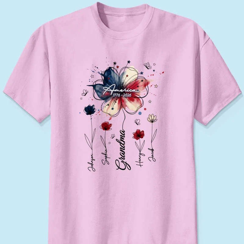 USA 250th Anniversary Floral Grandma - Personalized Shirt - Patriotic Gift for Grandma, Mom - Image 13