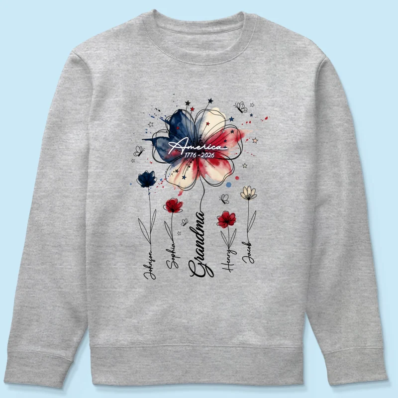 USA 250th Anniversary Floral Grandma - Personalized Shirt - Patriotic Gift for Grandma, Mom - Image 20