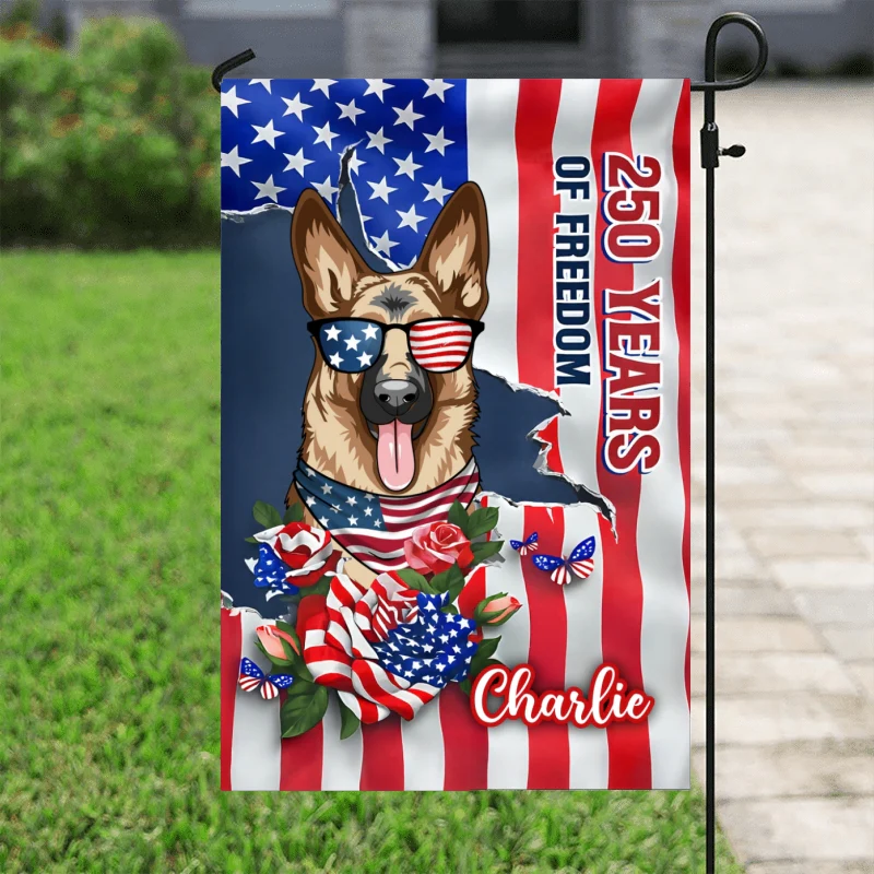 USA 250th Birthday Patriotic Flag Dog - Personalized Garden Flag - Gift For Dog Lovers - Image 10
