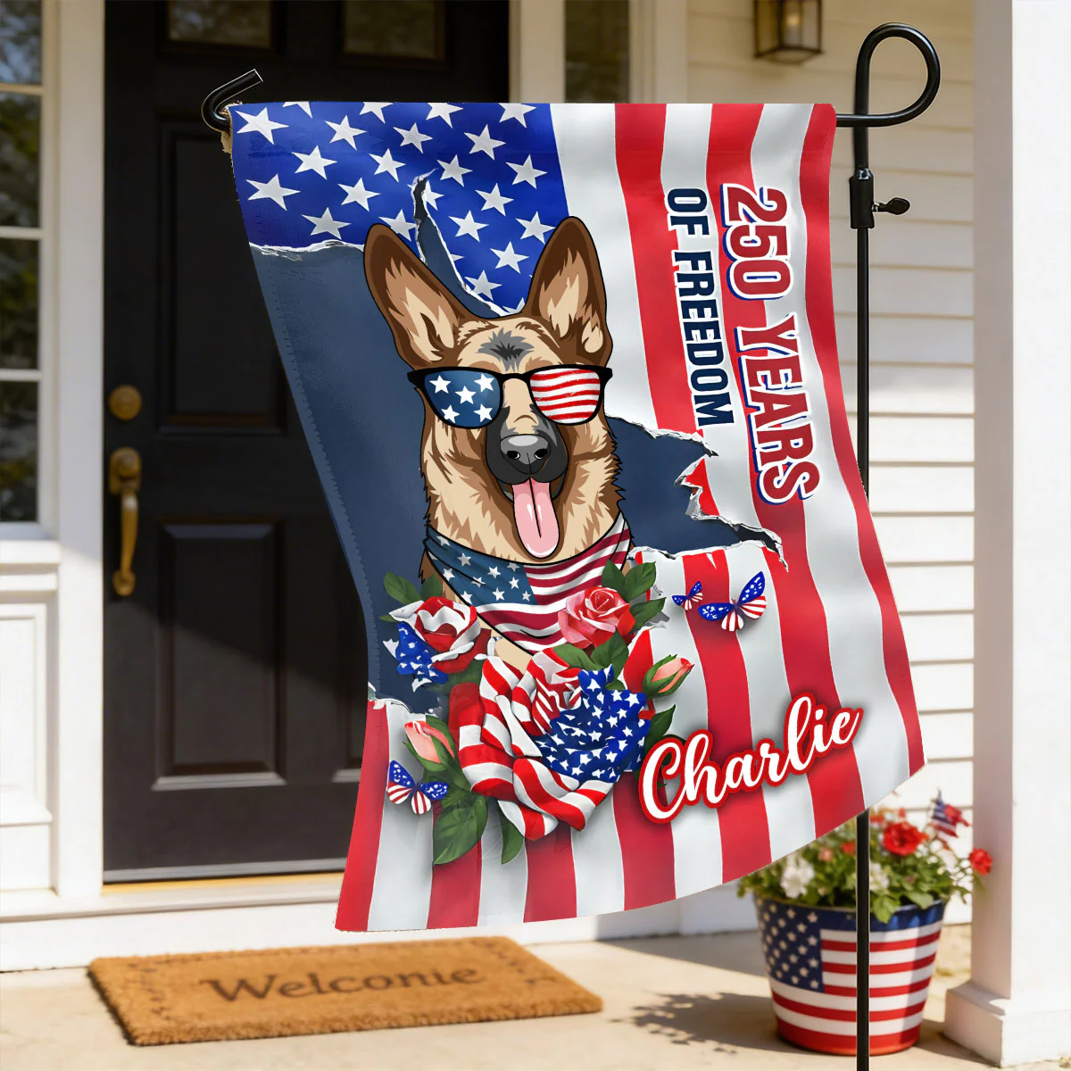 USA 250th Birthday Patriotic Flag Dog - Personalized Garden Flag - Gift For Dog Lovers - Image 7