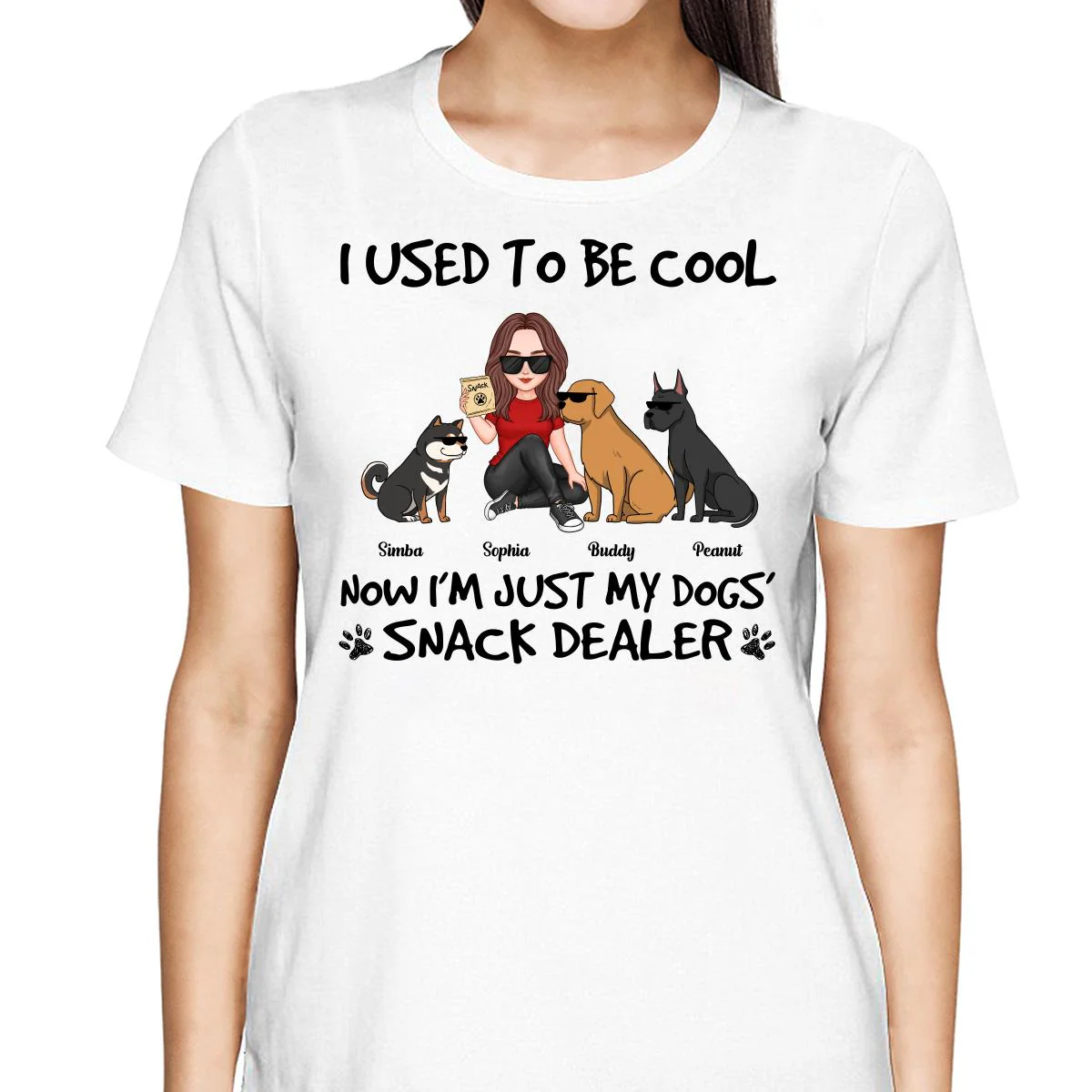 Used To Be Cool Now Dogs‘ Snack Dealer Cute Woman & Funny Dog Personalized Shirt - Image 2