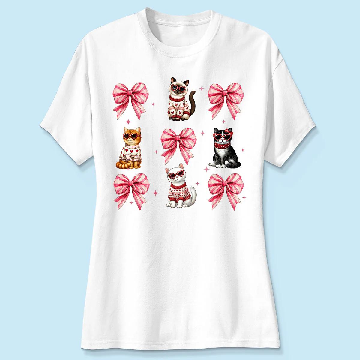 Cat Pink Coquette Heart Love Cat Personalized Shirt, Trendy  Cat Lover Tee, Gift for Cat Moms - Image 6