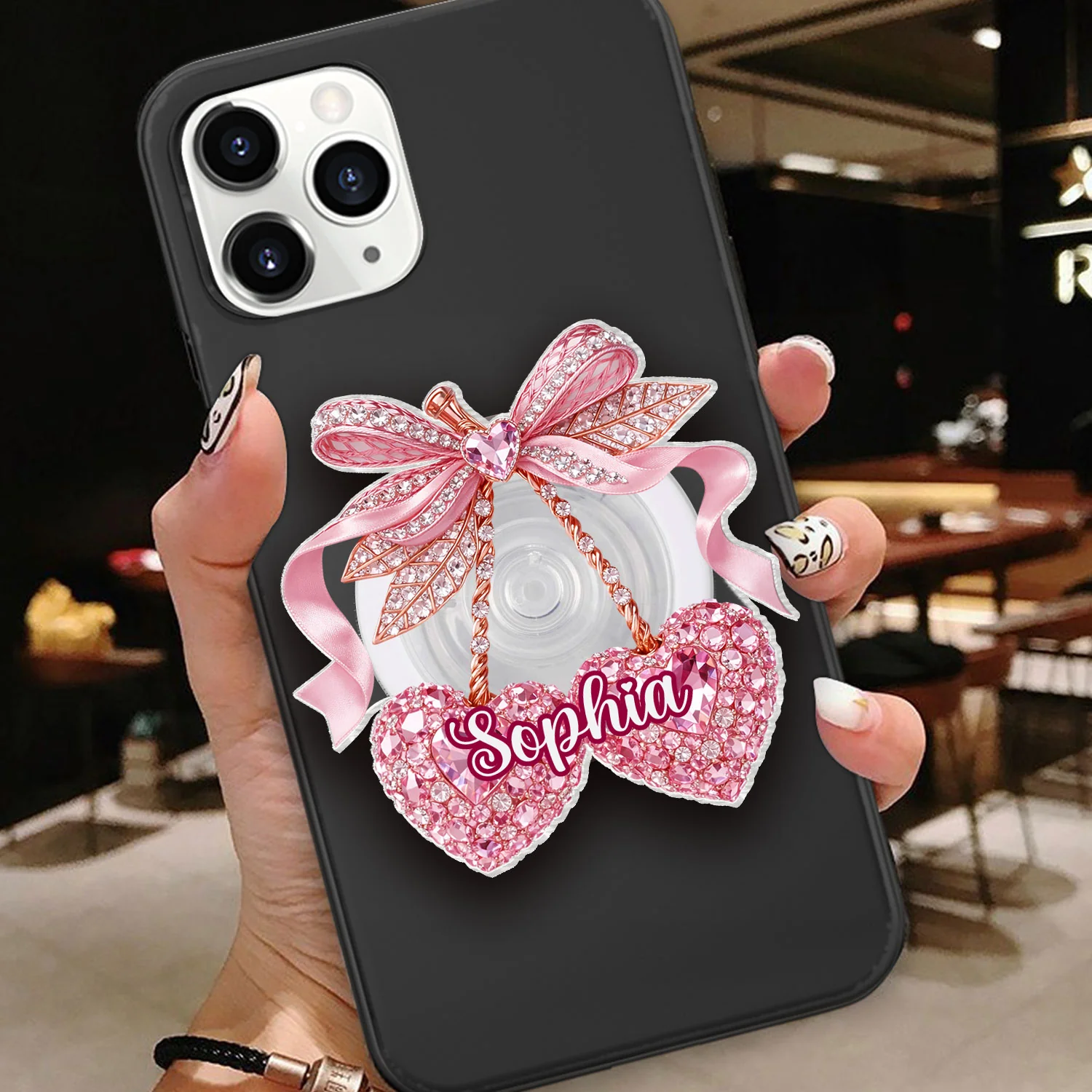 Valentine Cherry 3D Shiny Effect - Personalized Acrylic Magnetic Phone Grip - Image 5