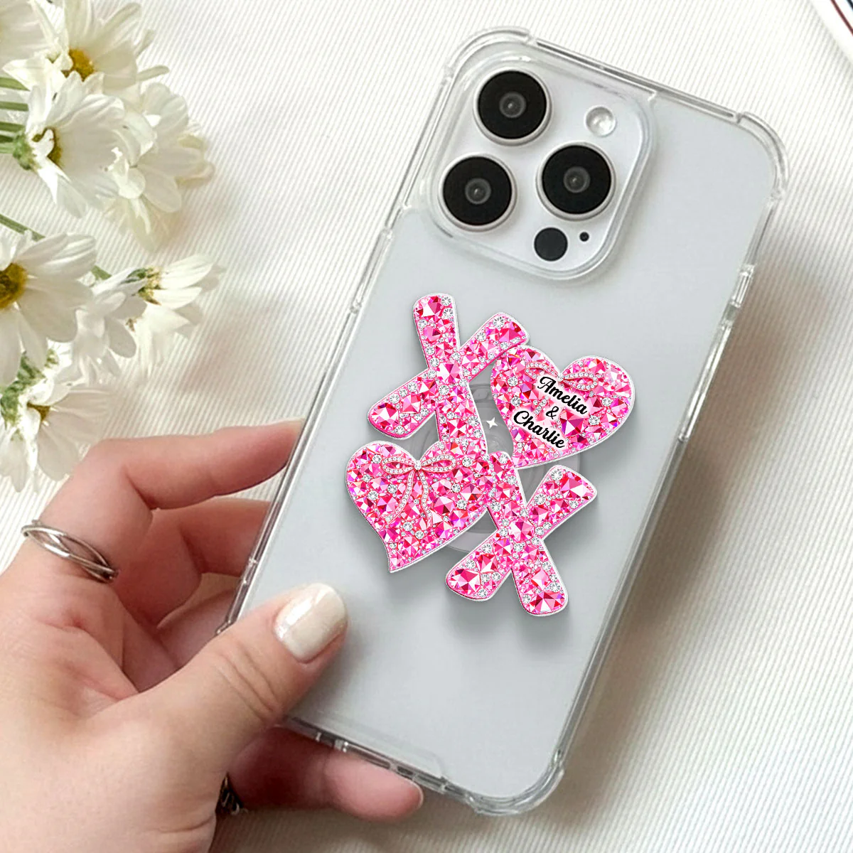 3D Effect Valentine Heart XOXO - Personalized Acrylic Magnetic Phone Grip - Anniversary, Valentine's Day Gift, Gift For Her - Image 8