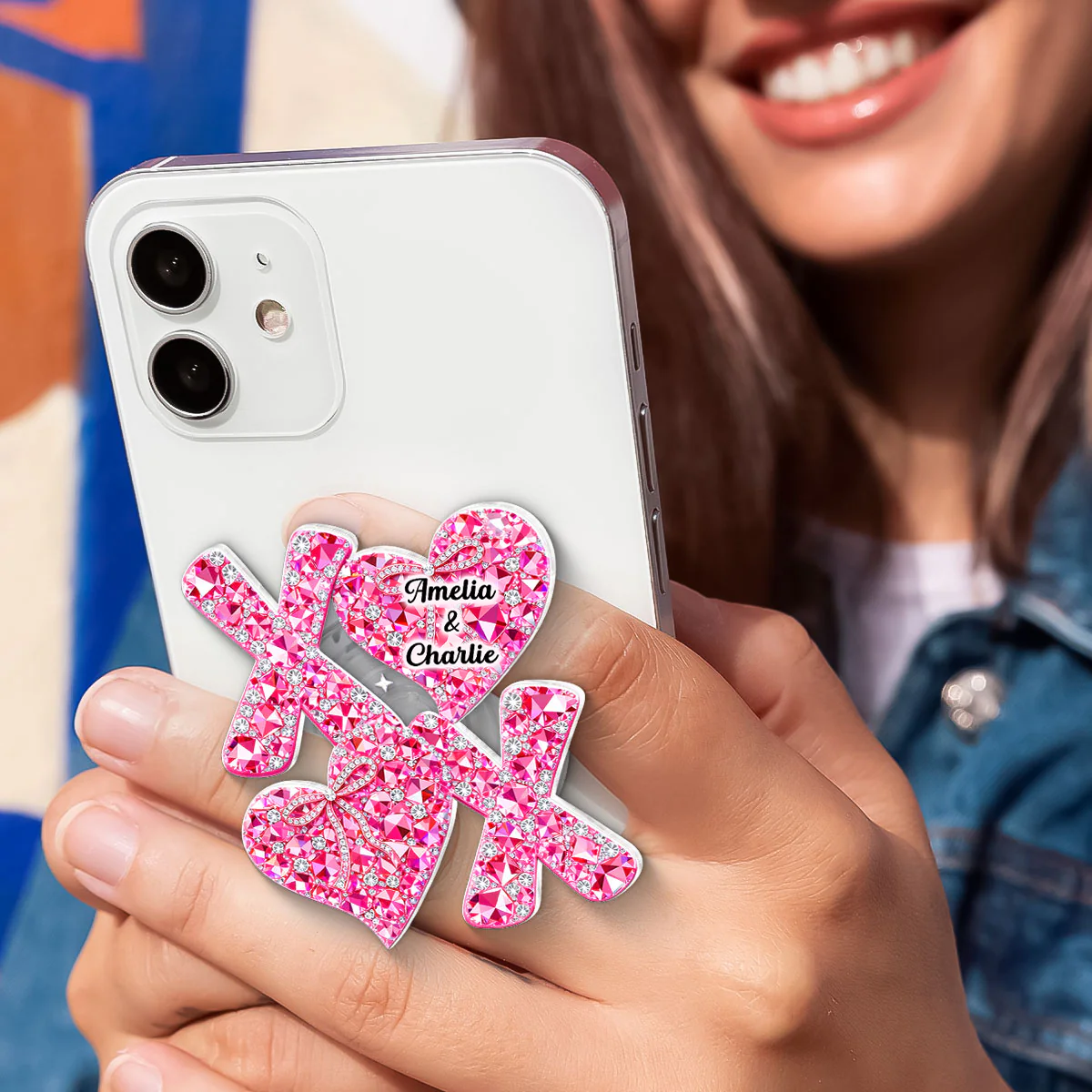 3D Effect Valentine Heart XOXO - Personalized Acrylic Magnetic Phone Grip - Anniversary, Valentine's Day Gift, Gift For Her - Image 9