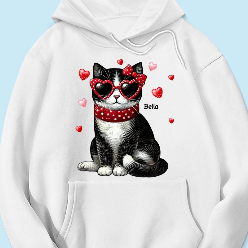 Retro Coquette Cat Sitting Sweatshirt, Personalized Sweatshirt For Cat Moms - Image 16