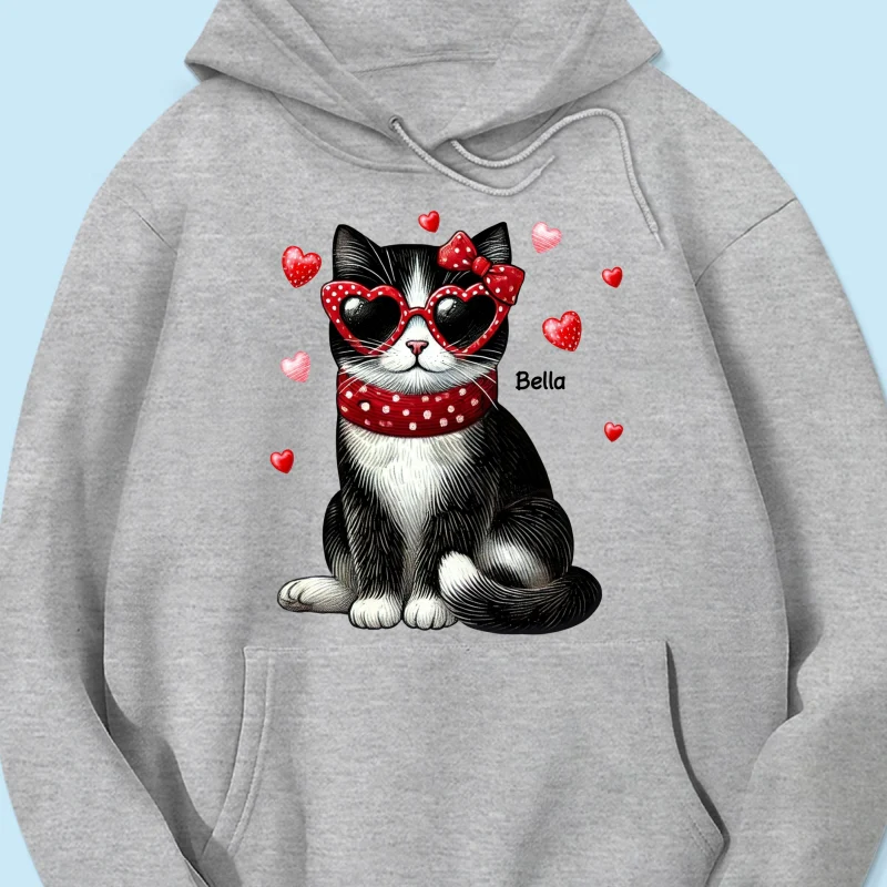 Retro Coquette Cat Sitting Sweatshirt, Personalized Sweatshirt For Cat Moms - Image 17