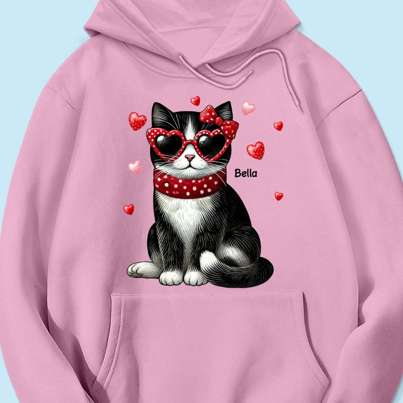 Retro Coquette Cat Sitting Sweatshirt, Personalized Sweatshirt For Cat Moms - Image 18