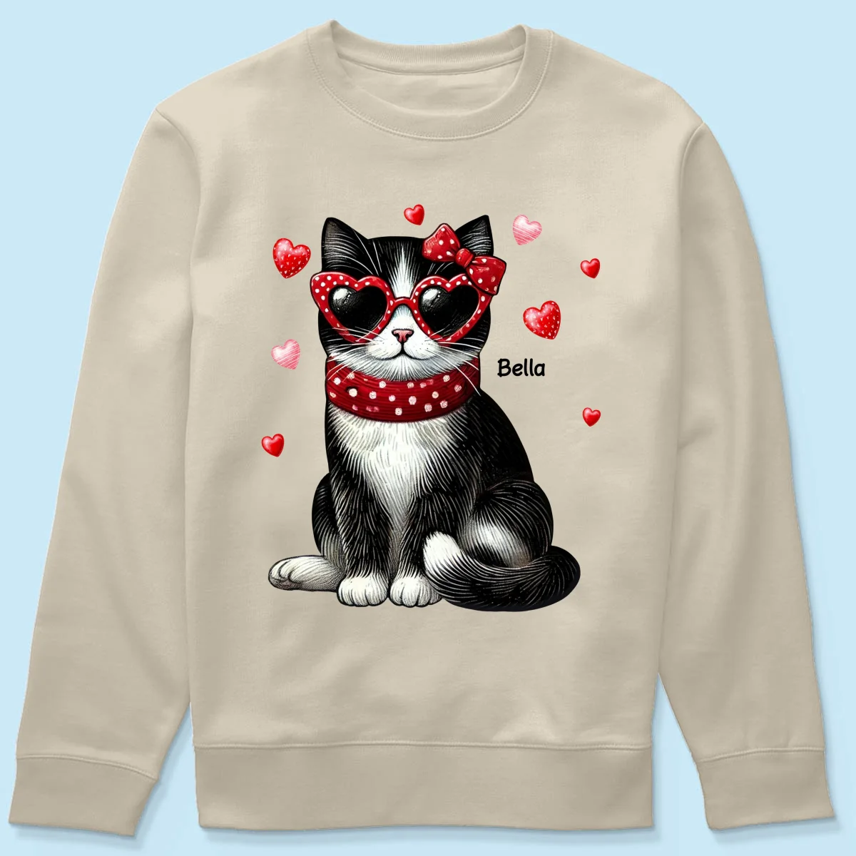 Retro Coquette Cat Sitting Sweatshirt, Personalized Sweatshirt For Cat Moms - Image 23