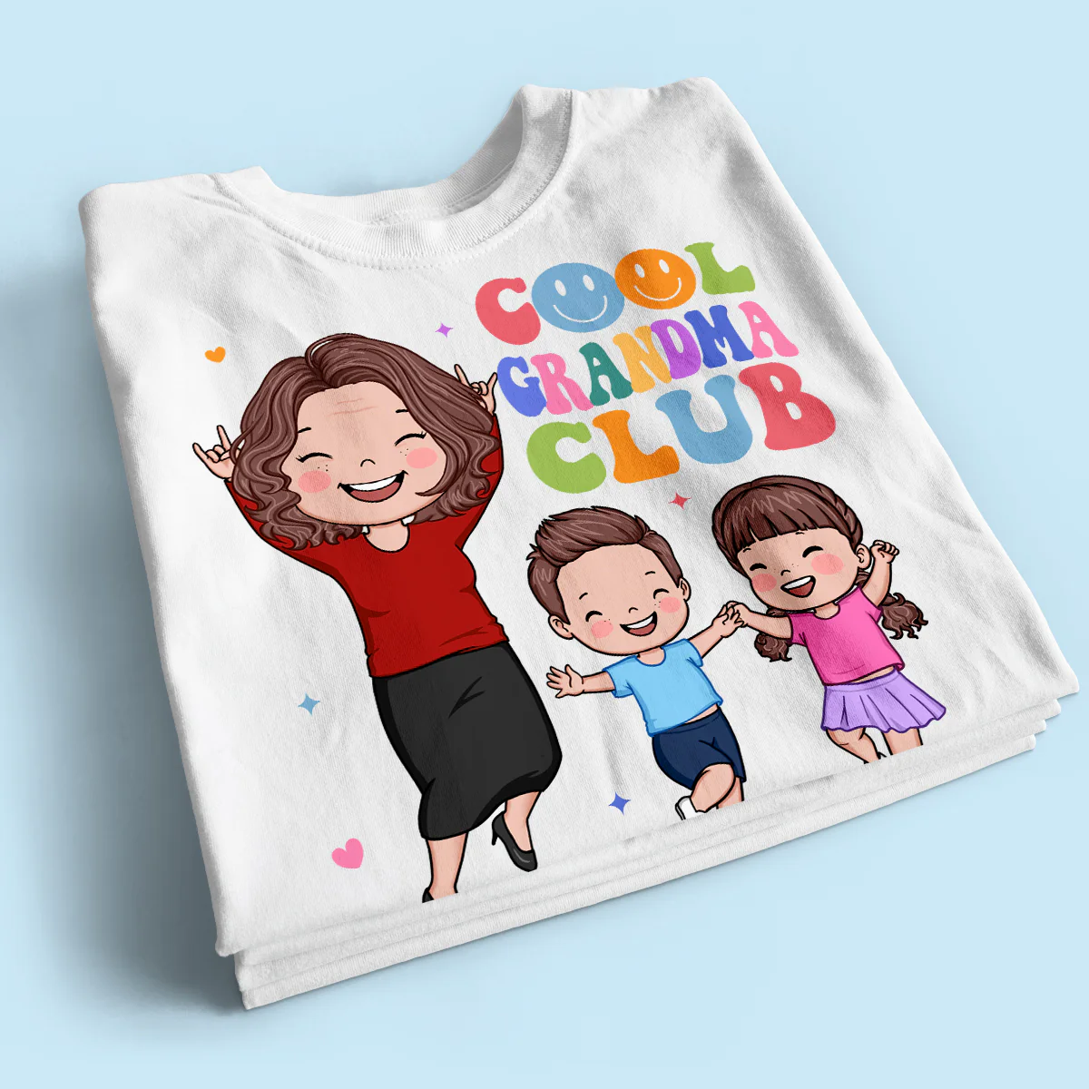 Vector Happy Woman And Kids Cool Grandma Club Personalized Shirt - Image 2
