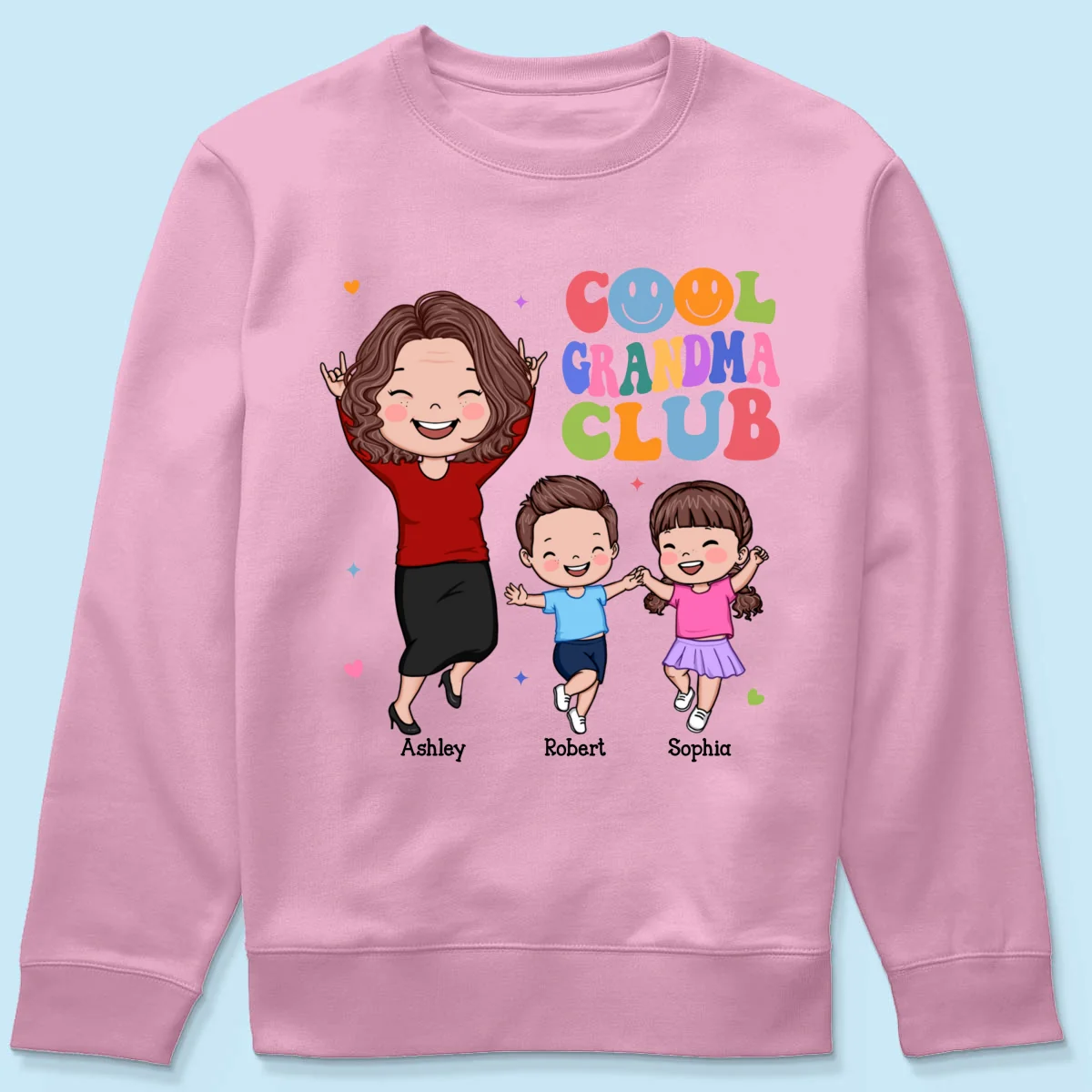 Vector Happy Woman And Kids Cool Grandma Club Personalized Shirt - Image 21