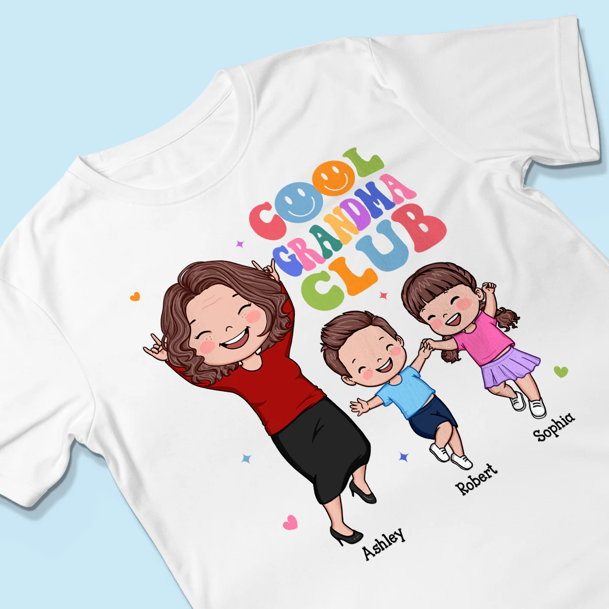 Vector Happy Woman And Kids Cool Grandma Club Personalized Shirt - Image 3