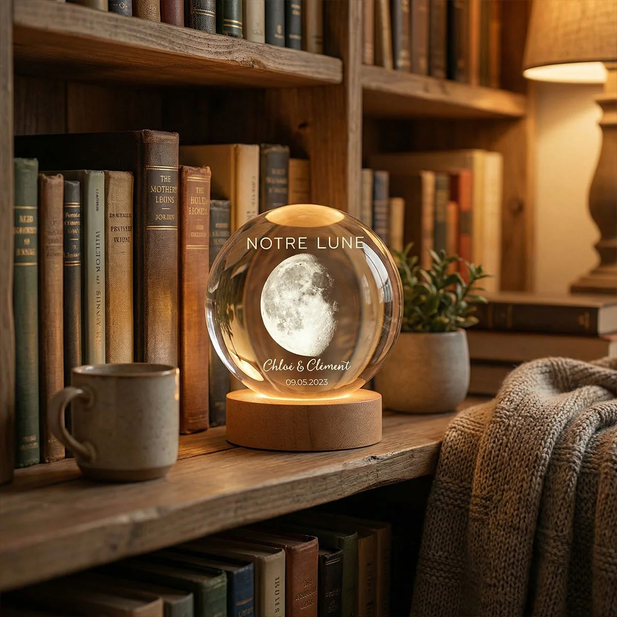 Veilleuse Boule de Cristal LED Personnalisée - Phase de Lune de Votre Jour Spécial - Cadeau pour Couple - Image 5
