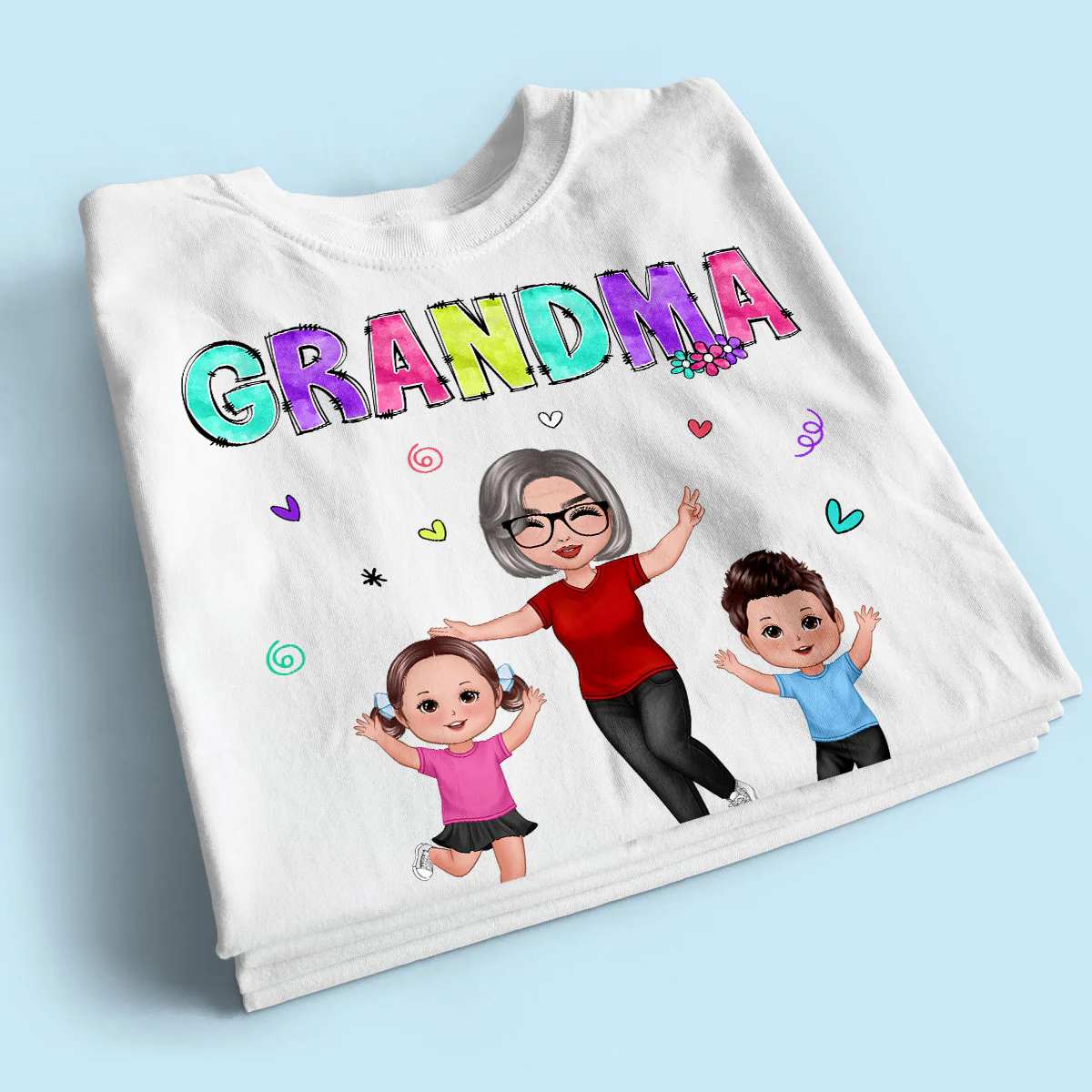 Vibrant Pattern Grandma & Grandkids Personalized Shirt - Image 2