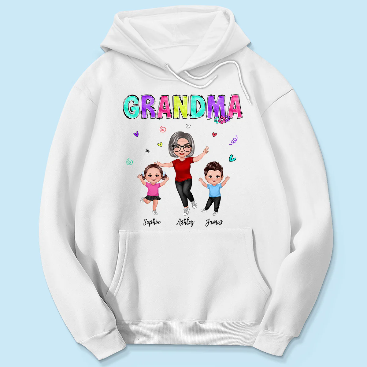 Vibrant Pattern Grandma & Grandkids Personalized Shirt - Image 5
