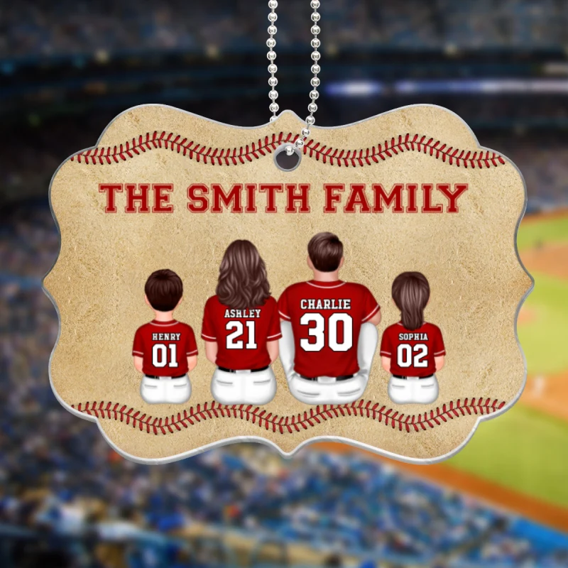 Vintage Baseball Family Sitting Personalized Acrylic Ornament - Image 7