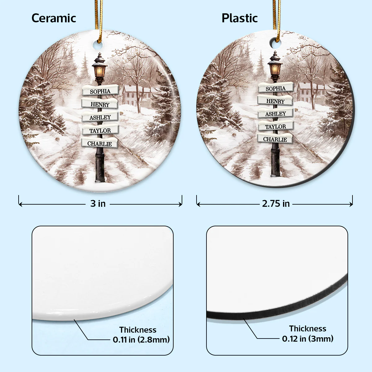 Vintage Christmas Signpost Family Personalized Ceramic Ornament - Image 7