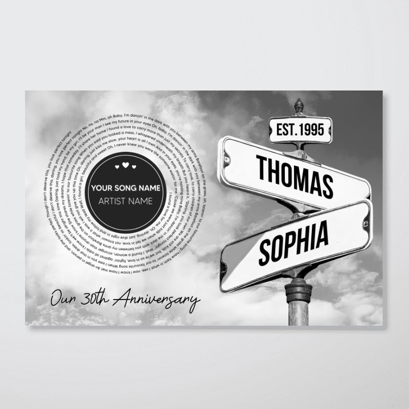 Vintage Crossroads Street Sign Song Lyrics Art Personalized Poster, Anniversary Gift For Girlfriend Boyfriend Wife Husband - Image 10