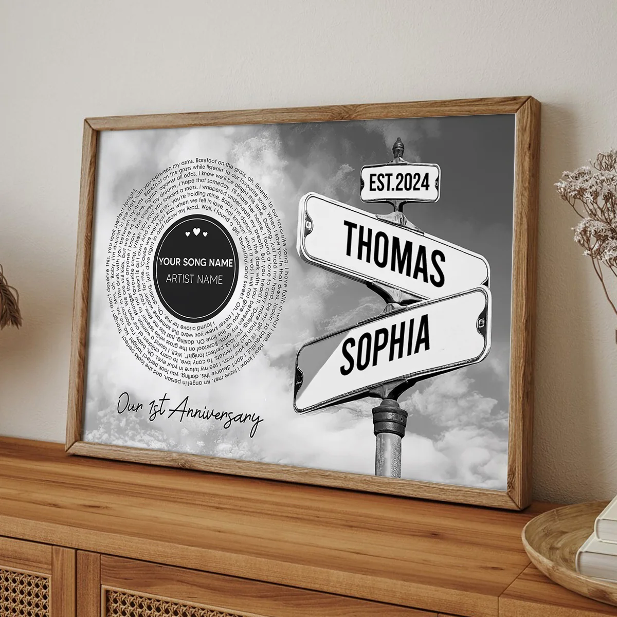 Vintage Crossroads Street Sign Song Lyrics Art Personalized Poster, Anniversary Gift For Girlfriend Boyfriend Wife Husband - Image 7
