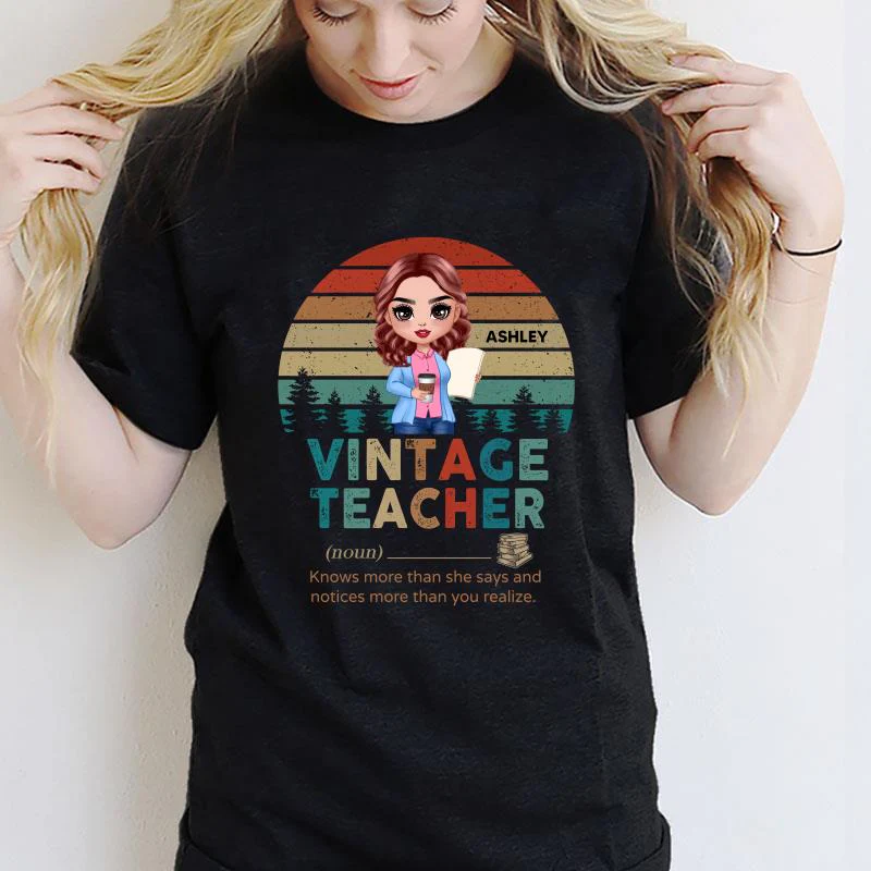 Vintage Doll Teacher Personalized Shirt - Image 3