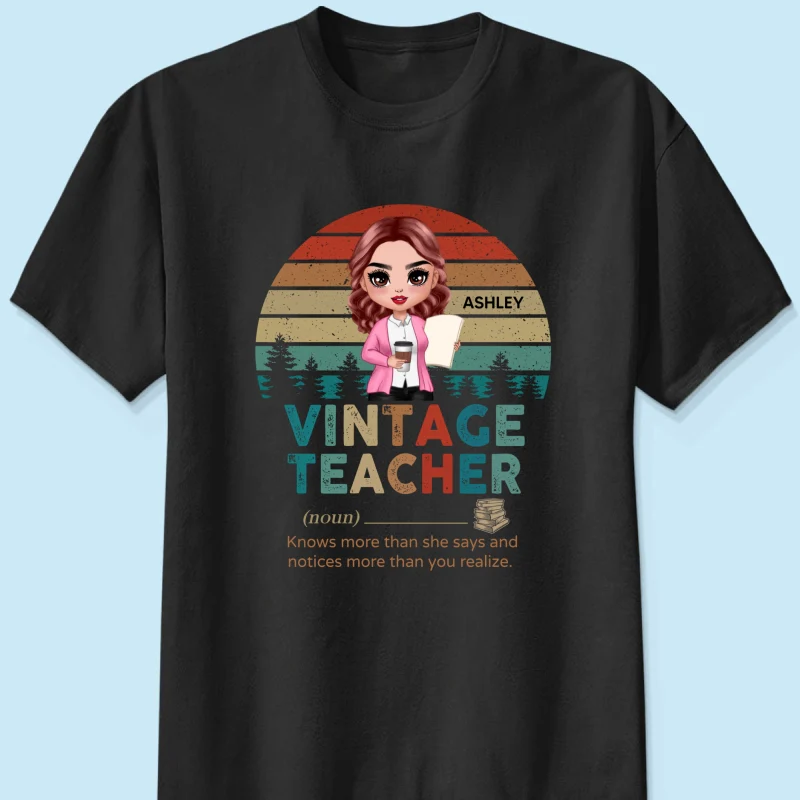 Vintage Doll Teacher Personalized Shirt - Image 5