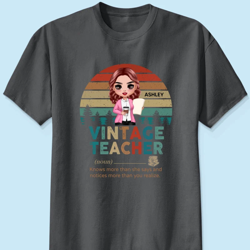 Vintage Doll Teacher Personalized Shirt - Image 7