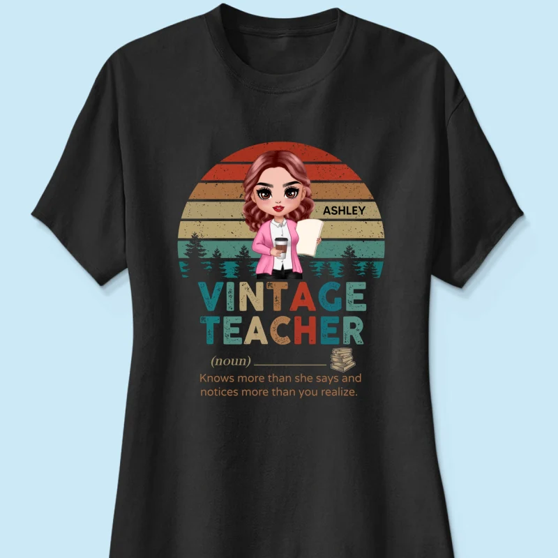 Vintage Doll Teacher Personalized Shirt - Image 8