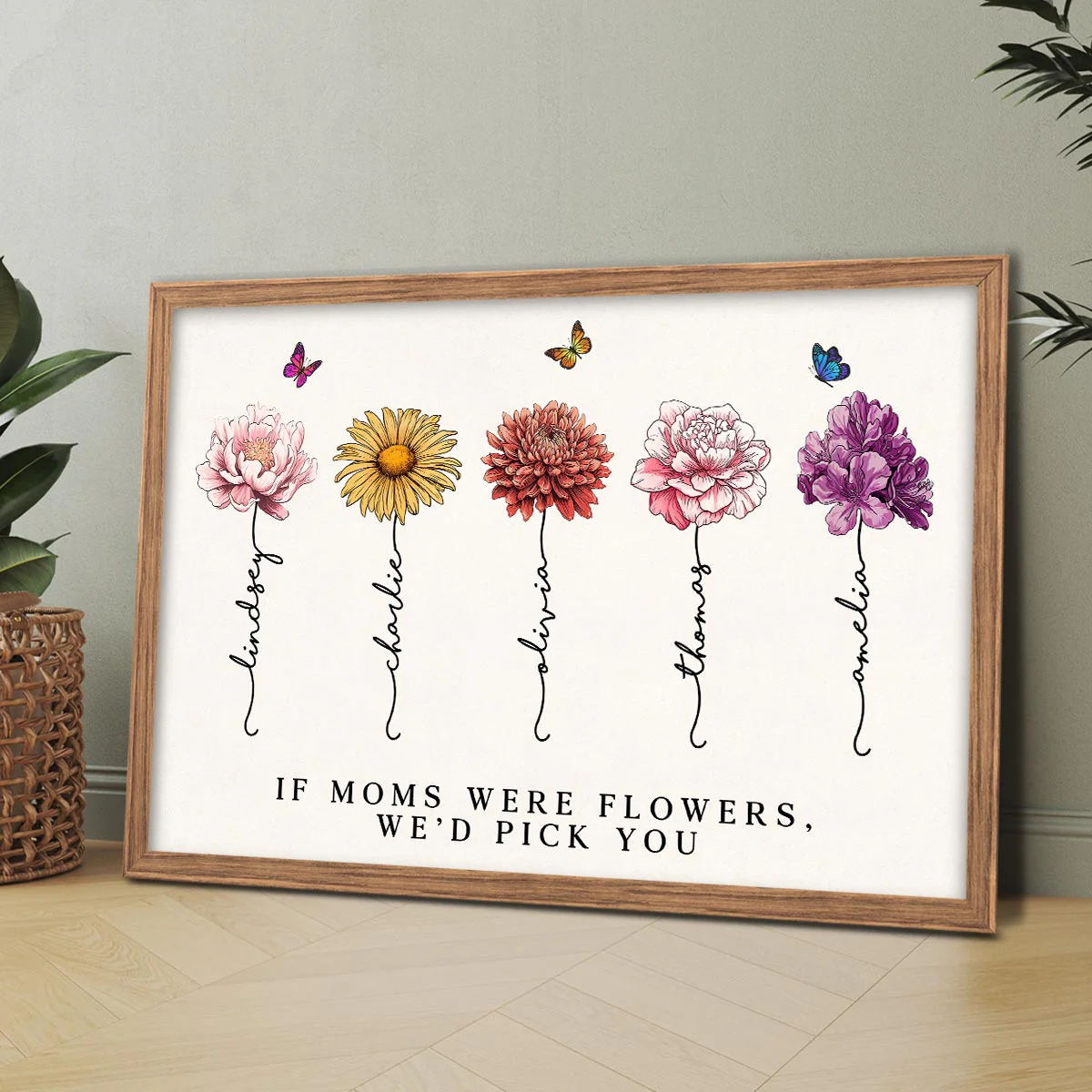Vintage Flowers If Moms Were Flowers Gift For Mom Personalized Horizontal Poster - Image 2