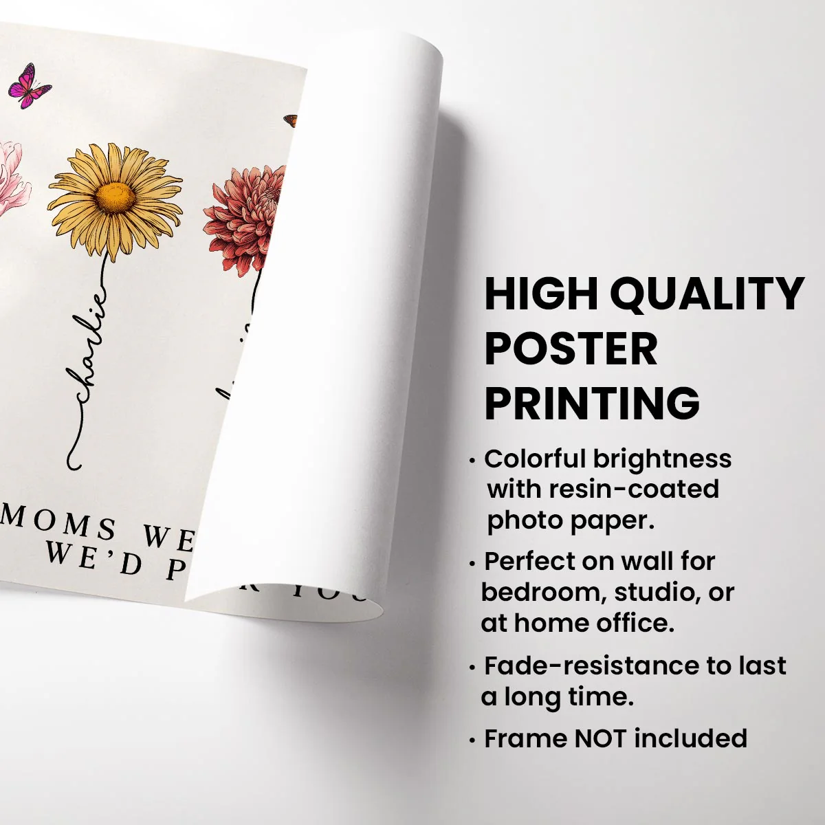 Vintage Flowers If Moms Were Flowers Gift For Mom Personalized Horizontal Poster - Image 3
