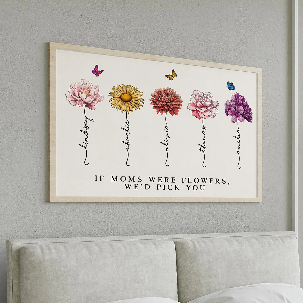 Vintage Flowers If Moms Were Flowers Gift For Mom Personalized Horizontal Poster - Image 4