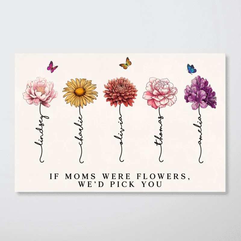 Vintage Flowers If Moms Were Flowers Gift For Mom Personalized Horizontal Poster - Image 7